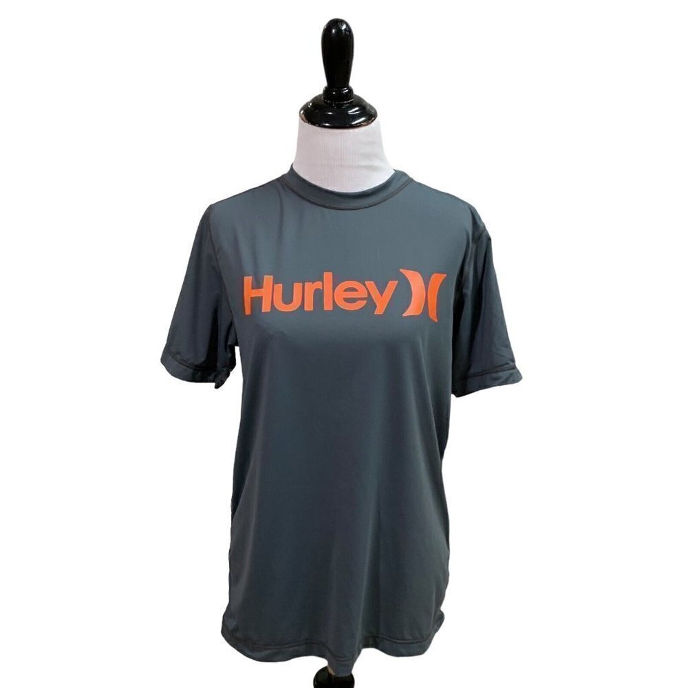 Hurley Men's Hybrid T-Shirt S Small Swim Shirt Fitted Quick Drying UPF 50+ Gray